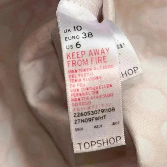 Topshop White Polka Dot Textured Skirt Size 6 - Picture 6 of 8